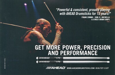2016 small Print Ad of Ahead Drumsticks w Frank Zummo Sum 41