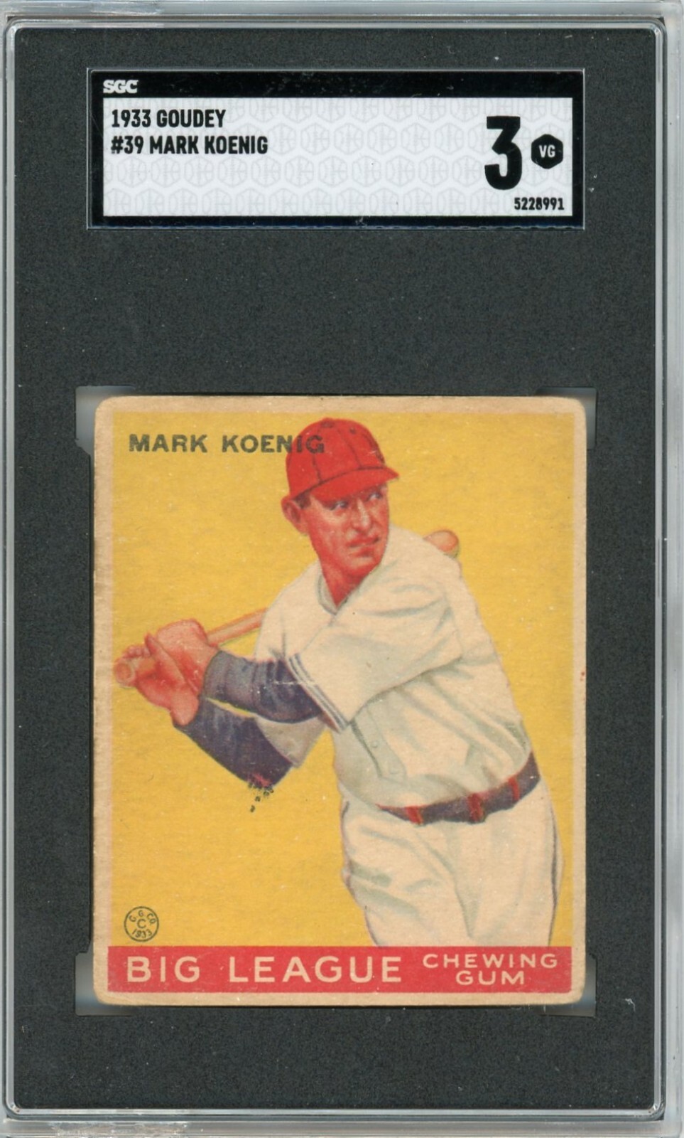 1933 Goudey #39 Mark Koenig SGC 3 *8991
