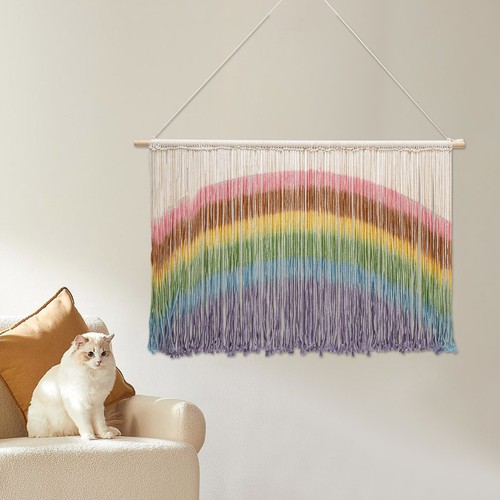 Living Room Rainbow Decor Rainbow Macrame Wall Hanging Bedroom Rainbow Macrame
