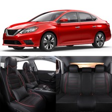 Fundas de asiento de cuero PU para Nissan Sentra Versa Full Car 2/5 cojín trasero delantero