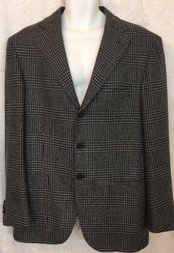 Cesare Attolini Jacket Black And Gray Plaid Cashmere 3 Button Size 54R/44 - Picture 4 of 12