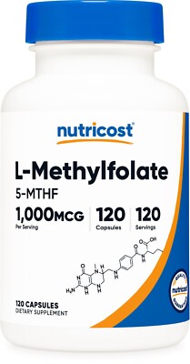 Nutricost Methyl Folate 1000mcg, 120 Vegan Capsules - Gluten Free, Non-GMO