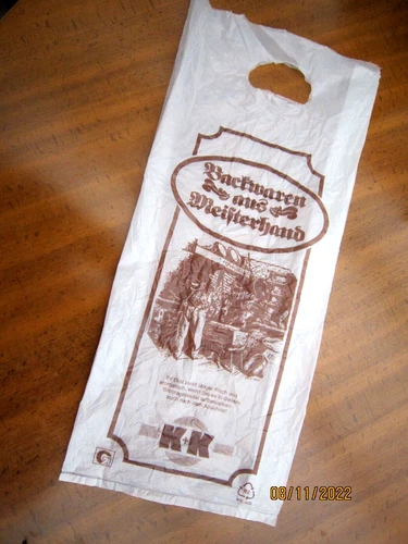 Old bread carrier bag "K + K Gronau" carrying bag plastic bag - 48x20 - RARE collector