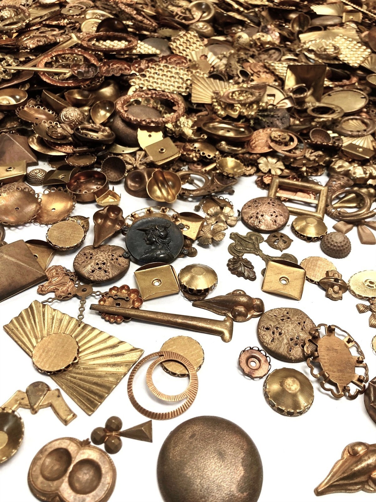1/2 Pound Vintage Patina Aged Solid Brass Stampings Findings & Settings Lot 1589