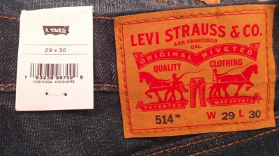 J Levi's 514 Flex Jeans 29 x 30 Dark Wash Straight Leg Stretch Denim