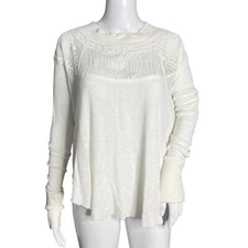 Free People Shirt Womens XS White Spring Valley Lace Tunic Lace Neutral Bohemian