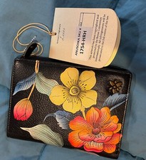 NWT Anna by Anuschka Black Multi Floral Bifol...