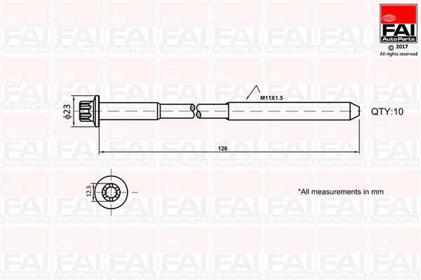 FAI AutoParts B1139 Bolt Kit, Cylinder Head For Dacia MERCEDES-BENZ Nissan Rena-image