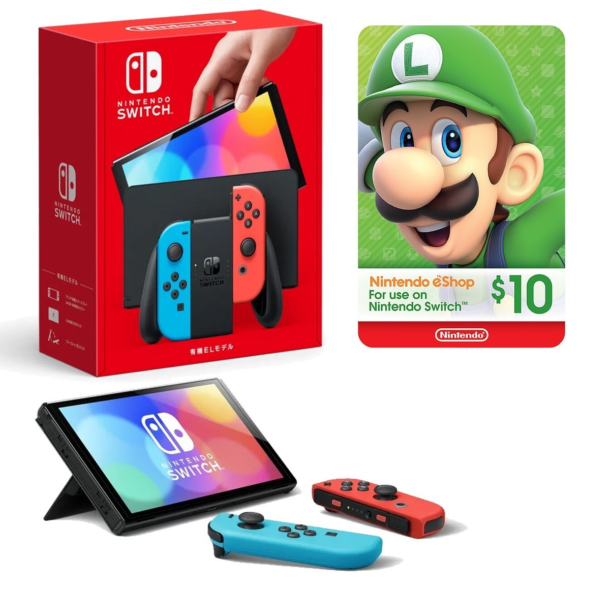 NEW Nintendo Switch OLED 64GB Neon Red Blue Joy-Con Newest+