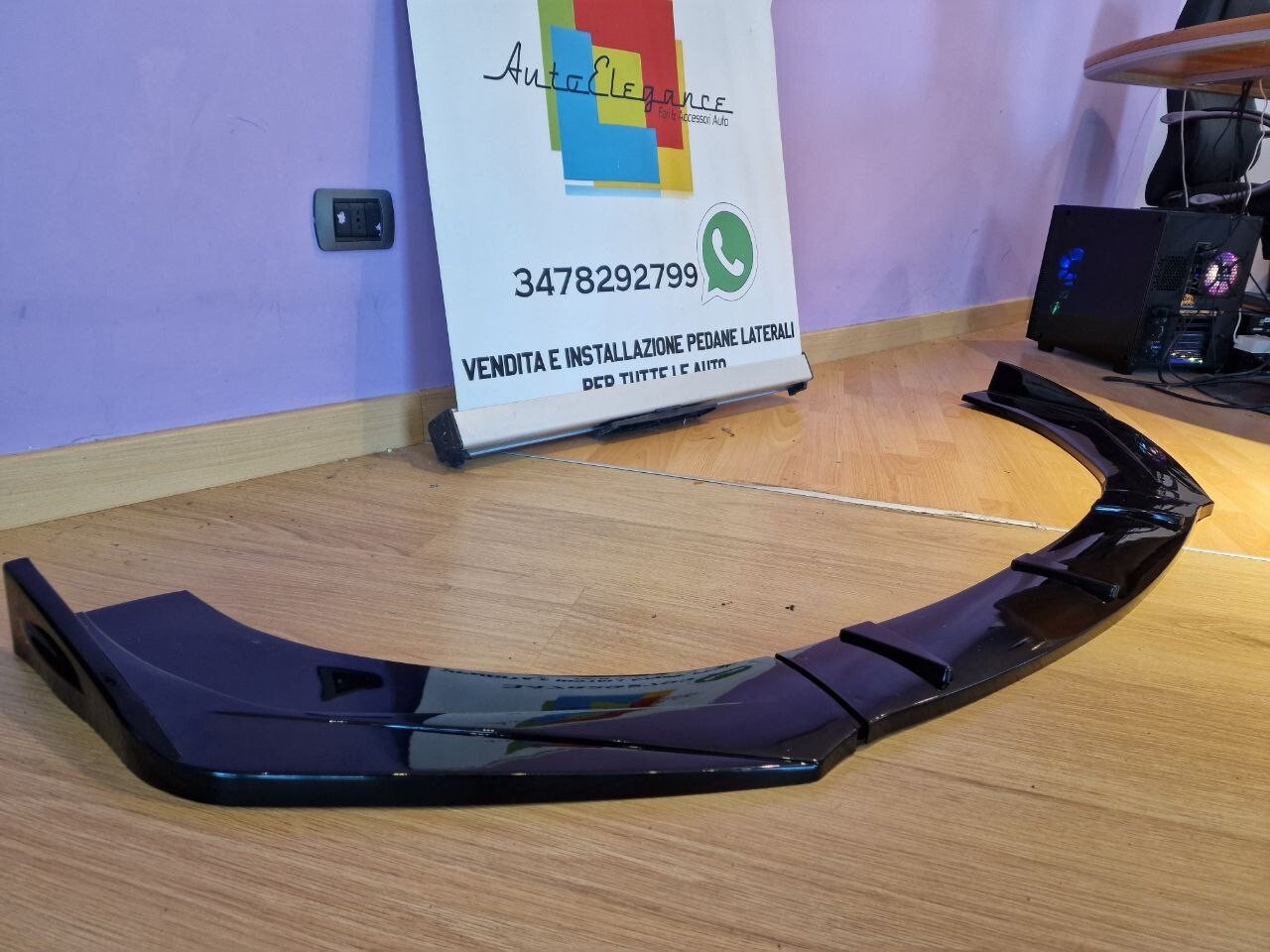 Splitter Paraurti Anteriore Universale - 6 Pezzi Nero Lucido, ABS, Adesivo Autoadesivo - Foto 6