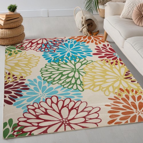 Colorful Flower Area Rug, Invigorating Your Space with Vibrancy & Comfort - Picture 3 of 16
