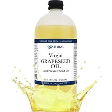 Zatural Grapeseed Oil Organically Grown 100% Pure Cold Pressed Virgin