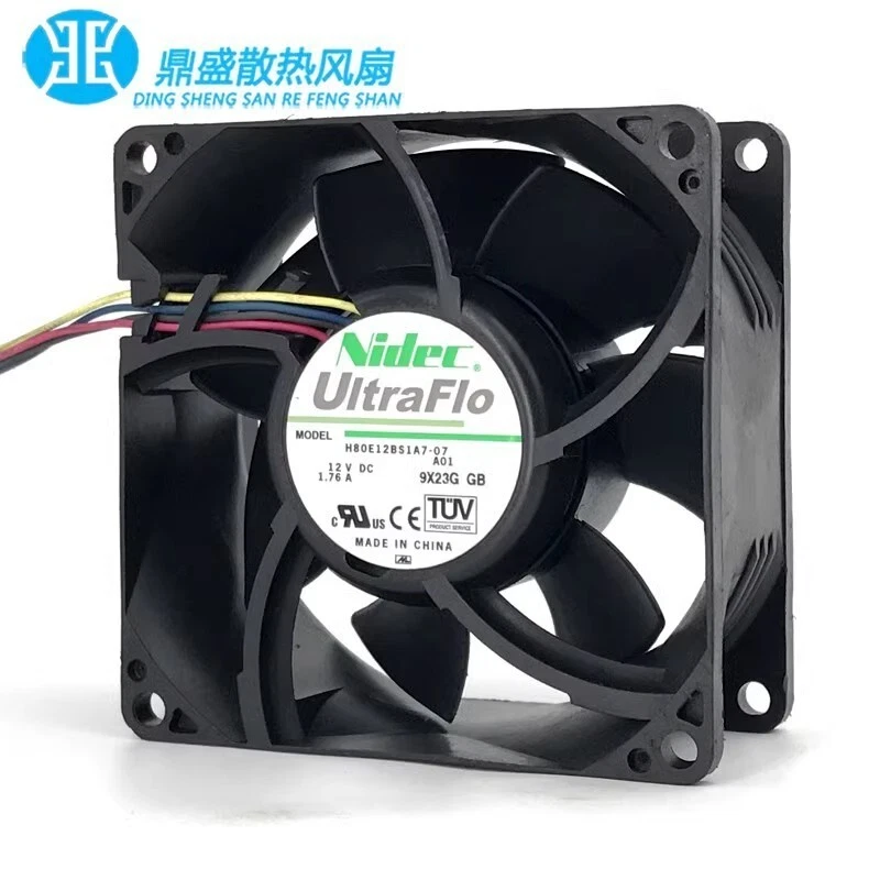 NIDEC H80E12BS1A7-07 8038 DC12V 1.76A 8CM 4-Wire Server Cooling Fan - Image 3 of 4