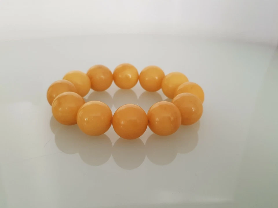 Bernstein Armband 45 gr. 12 Kugeln 19mm. 黃色奶油糖琥珀 Amber - Bild 2 von 4