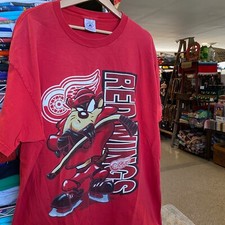 1990s Vintage DETROIT RED WINGS TASMANIAN DEVIL T-shirt Hockey Taz Looney Tunes
