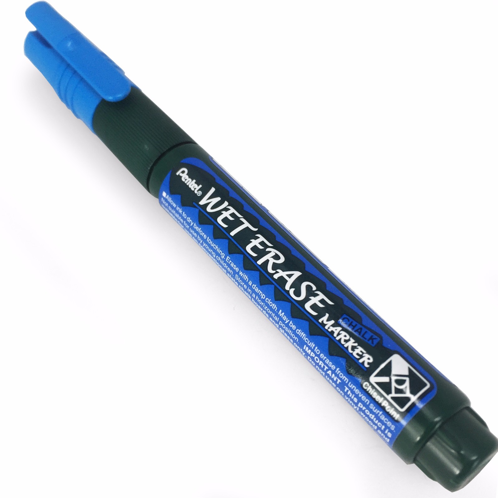 Pentel Wet Erase Chalk Marker Pen Chisel Tip Single Blue SMW26