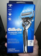 Set of (2) Gillette ProGlide Chill Men’s 1 Razor Handle + 2 Blade Refills