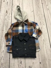 CALVIN KLEIN JEANS 2pc Set Hoodie Plaid and Solid shirt Boy  s Size 24 M
