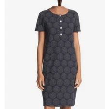 A.P.C. Rue Madame Paris Cherry Dot Cotton Blend Shirt Dress Tie Waist Blue XS