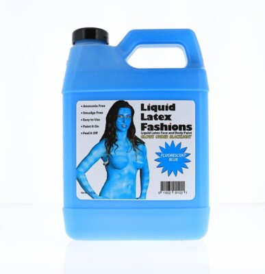 Fluorescent Blue 32 Oz Liquid Latex - GLOWS UNDER BLACKLIGHT! Halloween Costume