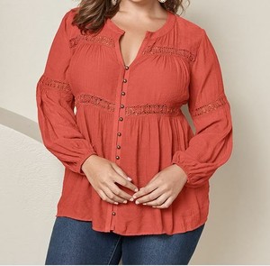 orange peasant top