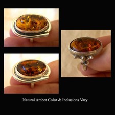 BALTIC HONEY AMBER STERLING SILVER MODERN HANDMADE RING