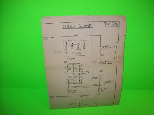 Coney Island 1951 Original Bingo Game Pinball Machine Schematic Diagram Vintage - 第 1/12 張圖片