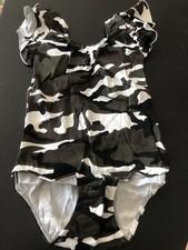 Flutter Sleeve Girls Leotard Camouflage Stretch Handmade Size XXL 7/8 New