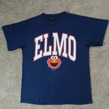 Vtg 90s USA Made Single Stitch T-shirt L Elmo College Sesame St., Change's Tag