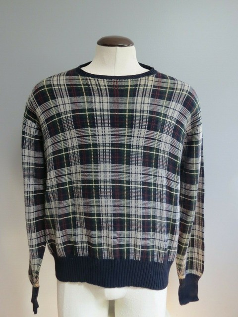 Ralph Lauren Polo Golf Vintage Plaid Mens Cotton Crewneck Sweater Large | eBay