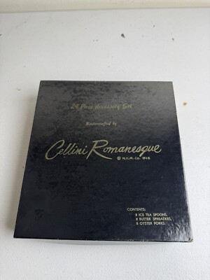 Vintage Cellini Deluxe Roses Romanesque Gold Plated Flatware 24 Pieces