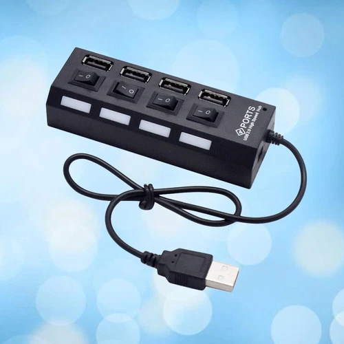 USB HUB 4 SOCKETS INDIPENDENTE USB 2.0 Divider (Black) Slitter USB