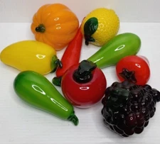 9 Beautiful Hand-Blown Art Glass Fruit and Vegetables Decorative