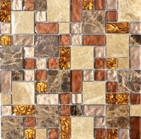 Mosaikfliese Transluzent Beige Braun Kombination Glasmosaik Crystal Stein Beige