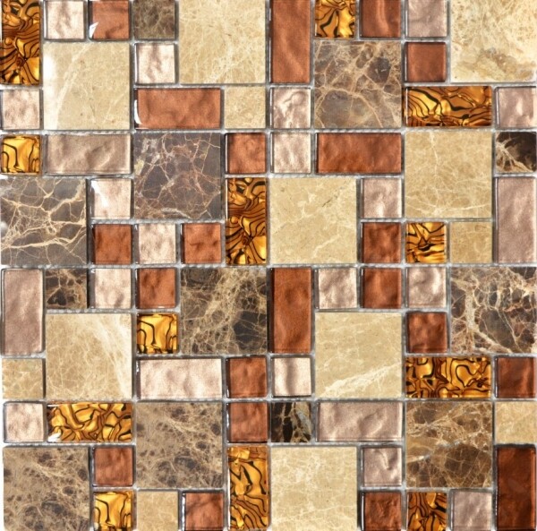 Mosaikfliese Transluzent Beige Braun Kombination Glasmosaik Crystal Stein Beige-image