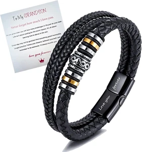 19/21/23CM to My Son/To My Grandson Bracelet- "I Will Always Be with You" Braide - Picture 1 of 4