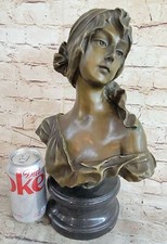 VERY PRETTY PURE BRONZE FEMALE CLASSICAL PORTRAIT BUST HOT CAST HOME DECOR DEAL - Image 1
