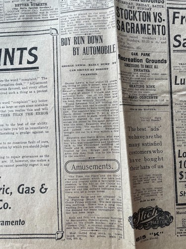 Vintage Newspaper The Sacramento Bee Sept 29, 1909 - Picture 18 of 21