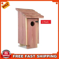 2 PACK Classic Natural Red Cedar Bluebird Wild Bird House, Bird Safe House