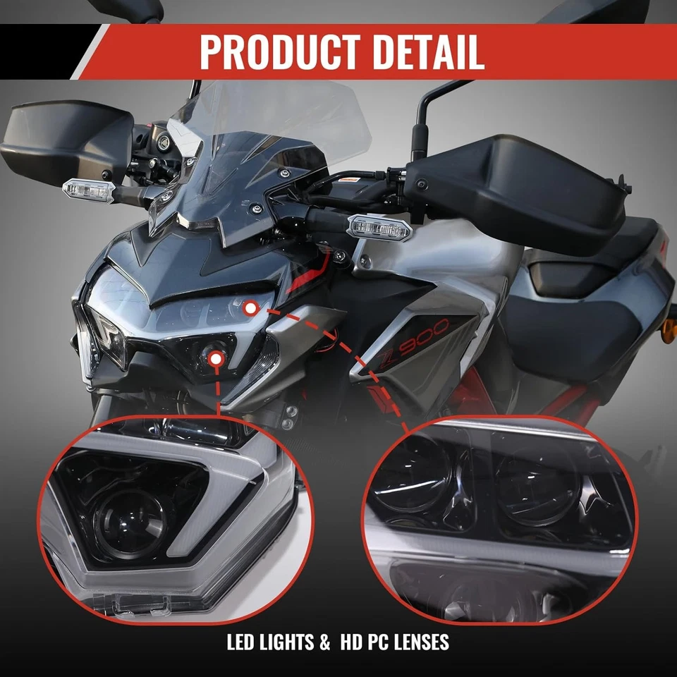 Conjunto de faros LED haz alto bajo para Kawasaki Z900/Z H2/Z400/Z650 2020-24 Foto 4 de 4