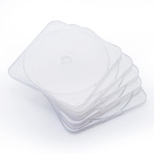 25 Pack Ultra Slim Clear Transparent Square Shaped CD and DVD Disc Clam Shell...