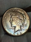 1923-S Silver US Peace Dollar Brilliant UNC Toned with Die Break Reverse VAM
