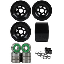 Longboard Wheels 90mm x 52mm 78A Black 4-Pack with Abec 7 Bearings, Spacers, an