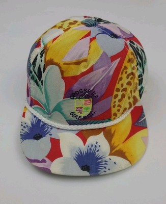 Vintage 80s Grosse Ile Golf Club Course Floral Pattern Hat Terry Imperial Worn