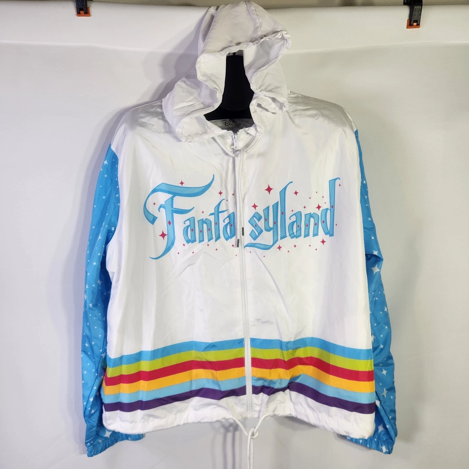 NWT Disney Parks Fantasy Land Full Zip Hooded Windbreaker White – Size 1X