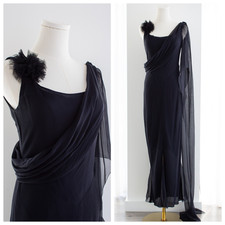Chanel Cruise 2002 Midnight Blue Jersey & Chiffon Sash 02C Gown