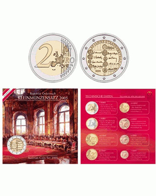 Autriche Coffret BU Euro - 1 centime à 2 euros - 2005 - Traité d'Etat