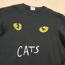 Vintage Cats Musical Sweatshirt Womens Small Black