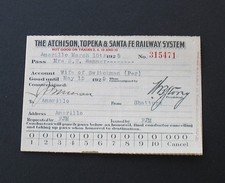 Atsf Atchison Topeka Santa Fe Railway Pass System 1925