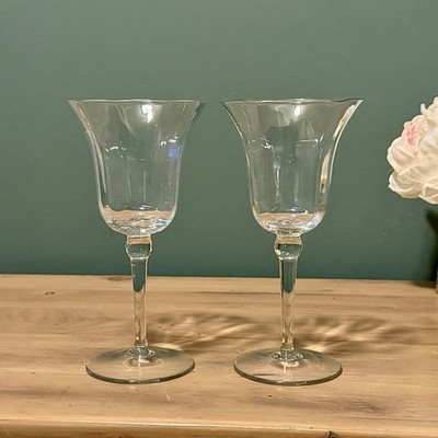Set of 2 Joy Optic Stemmed Glasses | Vintage Elegant Crystal Style | Flared Rim